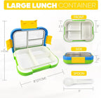 EASYFUN Bento Box Adult, Lunch Box, 4-Compartment Lunch Containers, Drop-Proof, Dishwasher Safe & Made with BPA-Free Materials (Blue green)