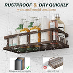 Shower Caddy Adhesive,No Drill Bathroom Organizer,Large Capacity Rustproof Shelves for Inside Shower,Bathroom Organizers and Storage,Bronze