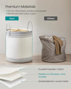 SONGMICS Laundry Hamper, Cotton Rope Laundry Basket with Handles, for Clothing, Living Room, Bedroom, 15.8 Gallons, 16.1 x 16.1 x 18.1 Inches, Cloud White and Dove Gray URLH060G01
