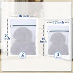 Heavy-Duty Honeycomb Mesh Laundry Bags, 5-Pack (3×12x16" + 2×16x20"), Delicates Protector for Lingerie & Baby Clothes