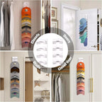 Hat Organizer for Baseball Caps, Hat Rack for Wall with Strong Adhesive Hold up to 10 Hats, Hat Hanger Holder Display for Door Closet, Cap Organizer Storage Multilayer Two Mounting Option(White)