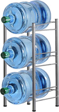 LIANTRAL Water Cooler Jug Rack, 5 Gallon Water Jug Holder Water Bottle Storage Rack, 5 gallon water jug stand, 3 Tiers, Silver
