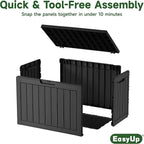 EasyUp 45 Gallon Outdoor Storage Box, Resin Waterproof UV-Resistant Deck Box, Reinforced Stability for Patio, Garden, and Poolside, Striped Black