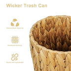 Small Wicker Trash Can, Small Bathroom Trash Can, Boho Waste Basket for Bedroom, Home, Office, Water Hyacinth Wicker Waste Basket for Bathroom, Compact Spaces (Round, 2 Gallon)