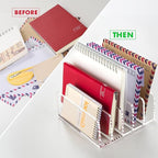 BEYGORM 2 Pack Acrylic Mail Holder, Clear Desk Organizer with Divider, Vertical Letter Sorter for Desktop, 5 Compartments Modern Office Home Envelope Organizer for Bill, Document, Notebook