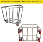 Commercial Laundry cart with wheels,10 Bushel Large Industrial Rolling Laundry Hamper with Waterproof Lining,Home Heavy Duty Laundry Baskets with Stainless Steel Frame, 260 LBS Load