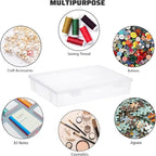 BTSKY Clear Plastic Storage Box with Flap Lid, Multipurpose Craft Organizers and Storage Box Art Supply Storage Organizer Plastic Sewing Box for Beads Pencils Notebooks, 4 Pack Medium