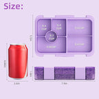 Bento Lunch Box for Kids, 6 Compartments BPA Free, Dishwasher Safe Back to School Snack Bento Lunch Containers Boxes, Ideal Portion Sizes for On-the-Go Meal, Shiny Purple