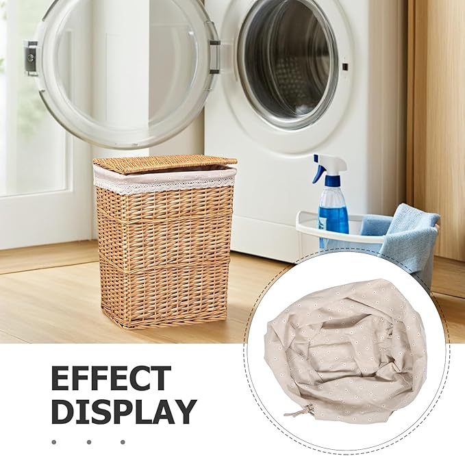 Rattan Basket Liner Replacement - Daisy Pattern Utility Washable Laundry Hampers Cloth Insert - Woven Wicker Picnic Baskets Fabric Liner for Daily Sorting 23.6 X 16.5 x 19 Inch