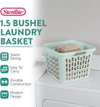 Sterilite Laundry Basket, Plastic Clothes Hamper, Large Square Bin with Comfort Grip Handles and Reinforced Rim, 1.5 Bushel Capacity, Mint, 24 Pack