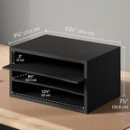 Ballucci Paper Organizer, 3-Tier Stackable Wood Desk Organizer, Document File Organizer and Mail Sorter with Adjustable Storage Shelves, Black