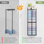 Large Capacity Three-layer Towel Racks for Bathroom Wall Mounted, Updated 3 Bar bath Towel Holder for Bathroom, Bath Towel Rack for Wall Mounted, Metal Small Bathrooms Towel Storage Rack, Balck