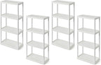 Gracious Living 4 Shelf Fixed Height Solid Light Duty Storage Unit 12 x 24 x 48 for Home, Garage, Basement, & Laundry, White (4 Pack)