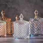 Colorful Glass Jar With Lid,Candy Cookie Jars,Jewelry Box,Buffet Jar,Iridescent Decor,Decorative Jar(Dazzling Colors)