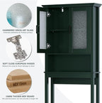 Over The Toilet Storage Cabinet, Over Toilet Storage with Glass Doors and Adjustable Shelf, Thicken Frame Above The Toilet Storage Cabinet Behind The Toilet Bathroom Organizer, Forest Green