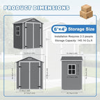 LARBANKE 6×4FT Waterproof Outdoor Storage Shed with Floor and Slop Roof,Garden Storage Tool Shed with Lockable Door&Window,Resin Shed with Ramp&Vent Suitable for Patio,Backyard,Garden,Lawn,Gray