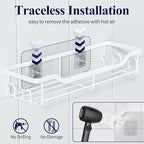 Kitsure Shower Caddy Large - Adhesive Shower Organizer, Stainless Steel Shelf for Inside Shower, No Drill Bathroom Organizers and Storage, Home Decor Accessories, 2 Pack, White