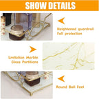 Vanity Bathroom Counter Tray Gold Glass Perfume Organizer Holder Cosmetics Makeup Skincare Display Decorative Vanity Trays Storage Rack for Bathroom Dresser Bedroom (1 Tier Platinum-Small)