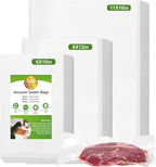 Moretoes 300pcs Vacuum Sealer Bags, 100 Gallon 11" x 16" and 100 Quart 8" x 12" and 100 Pint 6" x 10", BPA Free, Pre-cut Commercial Grade Vac Seal Meal Bags for Food Saver Storage, Meal Prep