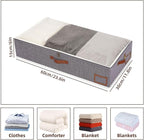 Yawinhe Under Bed Storage, 2 Pack Closet Organizers, Collapsible Container Bags, with Sorting Card Slot and 4 Leather Handles, for Blanket, Bedding, 23.6''Lx11.8''Wx6''H, Grey