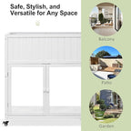 Patio 35.4"x17.7"x37.4" Mini Wood Cold Frame, Compact 2 Doors Garden Greenhouse with Wheels, Raised Bed with Liner for Indoor Outdoor Use, White