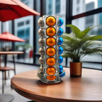 Miuly Coffee Capsule Holder For Nespresso Vertuoline, Coffee Capsule Stands Rotating Pod Rack holds 35 Nespresso Vertuo Pods, Silver