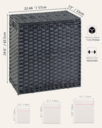 Laundry Hamper with Lid Wicker Laundry Basket 112 L (29.6 Gal) Laundry Hampers Handwoven Rattan Clothes Hamper with Handles 3 Removable Liner Bag, 6 Mesh Bags for Bathroom Bedroom Black