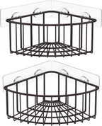 SMARTAKE 2-Pack Corner Shower Caddy Deep Basket Design, SUS304 Stainless Steel, Wall Mounted Bathroom Shelf with Adhesive, Storage Organizer for Toilet, Dorm and Kitchen (Bronze)