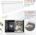 MERRYBOX Roll Up Dish Drying Rack, Silicone Wrapped Over The Sink Dish Rack Foldable Dish Drainer Anti-Slip Dish Racks for Kitchen Counter, Multipurpose Kitchen Sink Drying Rack, 18" x 13", White