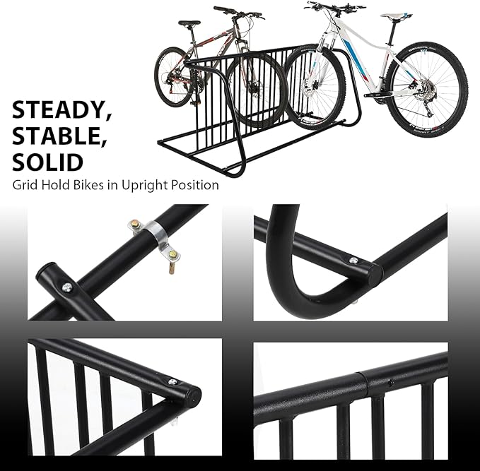 Bike Rack, Commercial 10-Bike Capacity Dual Side Outdoor Bike Rack Stand, Stable Lightweight Bike Parking Stand Floor for Front Yards, Stores, Schools, Storefronts, Workplace