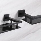 LANC Black Bathroom Shelves Glass Shelf 20-Inch Floating Tempered Glass Shelf Rectangular Modern Stainless Steel Wall Mounted Shelves for Shower Bathroom Kitchen Organizers Accessories ，A7613AB