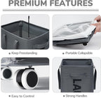 CHICVITA Hamper with Wheels 2-Pack, 75L Large Laundry Baskets with Removable Wash Bags, Foldable Laundry Baskets with Slim Design for Corner Dorms, Rolling Laundry Hamper on Wheels, Grey