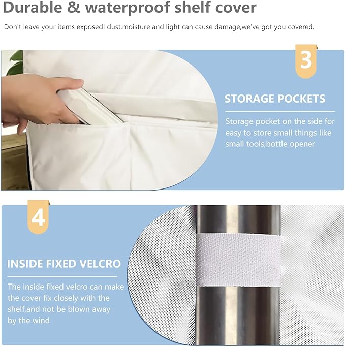 Wire Rack Covers,Heavy Duty 600D Dustproof Waterproof Storage Rack Covers for Metal Shelves,Storage Shelf Cover with Zipper for Wire Shlef,36''W x 19''D x 72''H,Beige with Clear Front