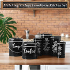 Farmhouse Cookie Jar for Kitchen Counter, 1 Gallon Vintage Cookie Jar with Airtight Lid, Large Food Storage Container for Candy, Cookies, Dessert, Black Kitchen Decor and Accessories