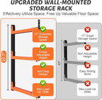 27" Lengthened Lumber Storage Rack, 6-Hole Adjustable Wall Mount Wood Organizer Storage Metal Shelves for Garage (4 Pack)