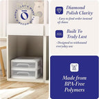 HOMZ 2-Pack 2-Drawer Storage Cart, Clear Plastic Drawers, 14.25" Wide Medium, White Frame - Organizing Drawer Containers for Home, Bathroom, Bedroom, Office, and Classroom