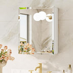 TokeShimi 14 x 18 Recessed Medicine Cabinet for Bathroom, Assembly Required, White Medicine Cabinet with Mirror, Tempered Beveled Mirror, Stepless Adjustable Shelves, DTC Hinge