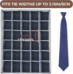 PINGMIC Gray Sock Organizer Divider 3 Pack with Lid - 30 Cell Foldable Closet Storage, Tie Organizer For Men Boxes for Socks, Ties, Belts