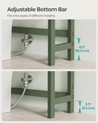 Over the Toilet Storage, 3-Tier Bamboo Bathroom Organizer with Adjustable Shelf, Space-Saving Rack, 66.9" Tall (Green)