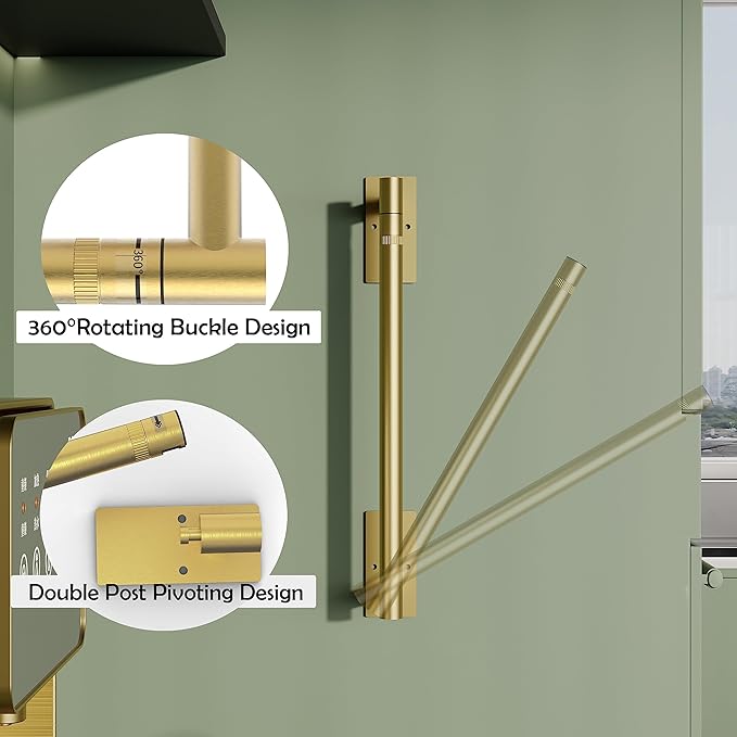 RUACQ Paper Towel Holder Under Cabinet, Wall Mounted or Adhesive Stainless Steel Paper Towel Holder,Square Base Paper Towel Rack for Kitchen, RV, Bathroom (Brushed Gold)