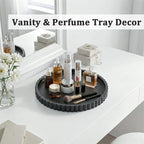 Silicone Bathroom Countertop and Vanity Tray-10 Inch Round Silicone Bathroom Tray, Modern Bathroom Decor, Coffee Table Decor, Decorative Tray for Candle, Perfume, Plants (Black)