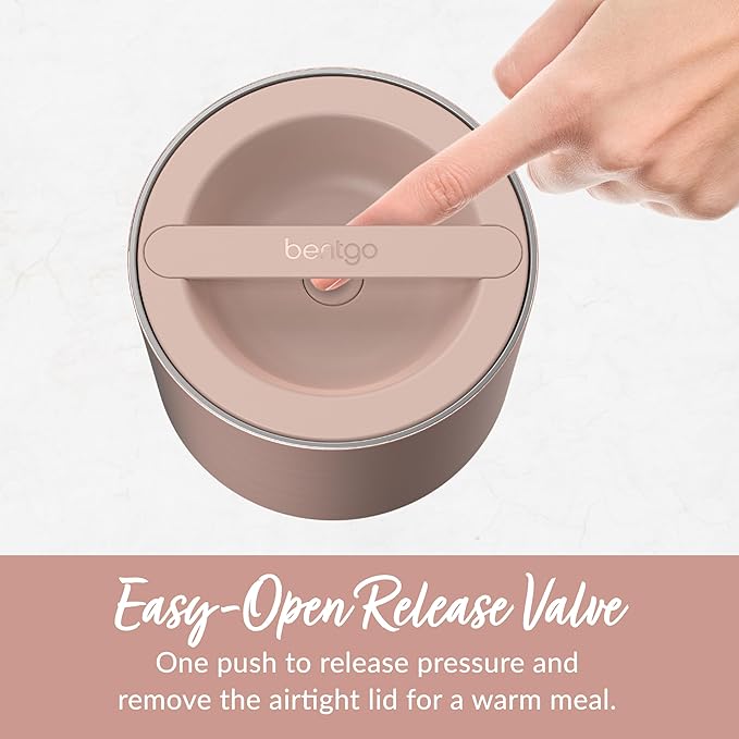 Bentgo Stainless Insulated Food Container - 2.4 Cups (19 oz), Triple-Layer Insulation, Vacuum Seal, Leak-Proof, Built-In Handle, Wide Opening, Premium Stainless Steel, for Cool/Warm Foods (Rose Gold)