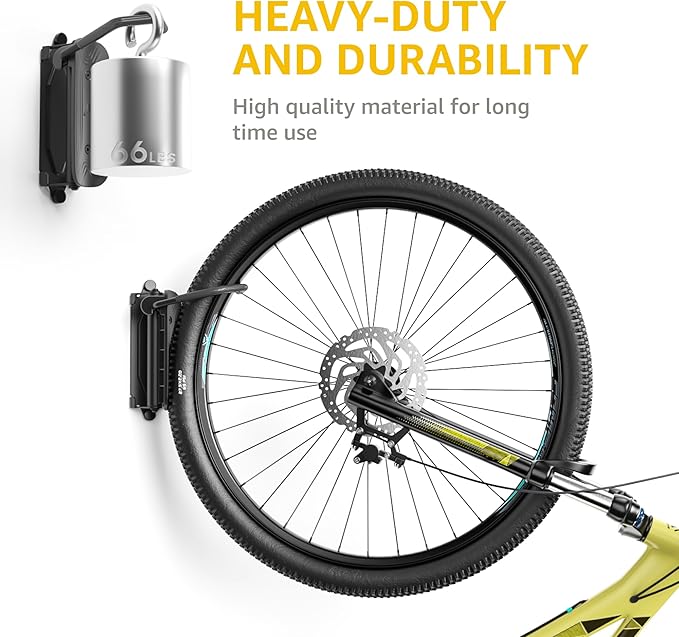 monTEK Swivel Bike Wall Mount – Garage Bike Hanger & Space-Saving Vertical Bike Rack for Garage & Apartment, Sturdy Bike Storage Hook Holds up to 66 lbs, Easy Installation & Scratch-Proof Design