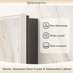 Keonjinn 17" x 25" Silver Bathroom Medicine Cabinets with Mirror, Recessed or Surface Wall-Mounted Aluminum Alloy Framed Beveled Mirror with Storage, 2 Adjustable Shelves for Bath Modern