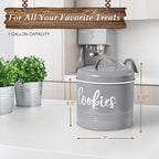 Gray Cookie Jar for Kitchen Counter, 1 Gallon Vintage Cookie Jar with Airtight Lid, Large Food Storage Container for Candy, Cookies, Dessert, Farmhouse Kitchen Decor and Accessories