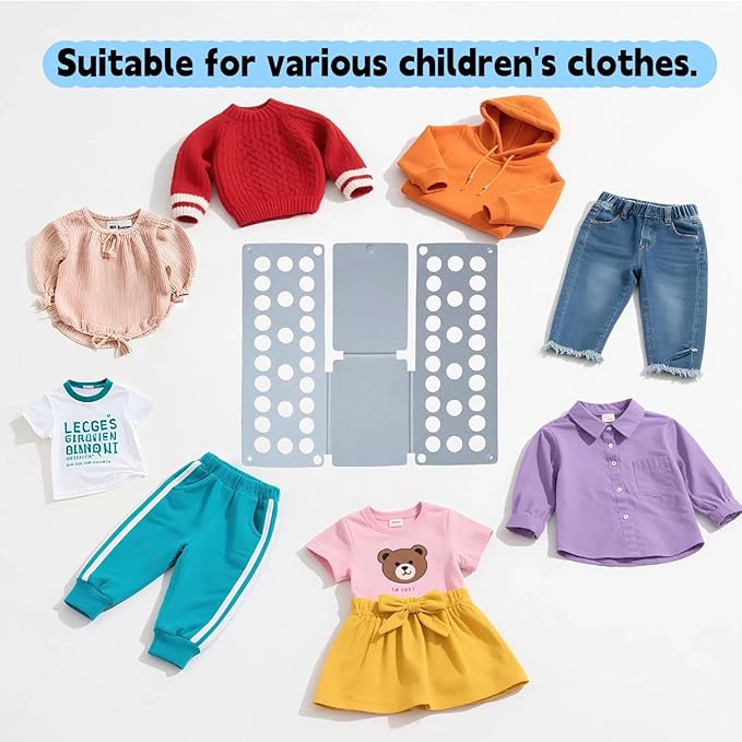 For Kids Ages 1–7 (Up to 48″/120cm) – Mini Kids Clothes Folding Board, Shirt Folder, Compact Laundry Organizer for Small Sizes, Portable Clothes Folder (Grey)