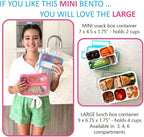 Small Snack Containers for Kids Toddlers - 3 Compartments (Set of 2) - Leak-proof Reusable Snack Boxes with Lids - BPA-Free Mini Bento Lunch Box - Ideal for School, Daycare, Holds 2 Cups (Pink + Blue)