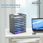OUTWOLF 10 Tier Paper Organizer - Letter Tray Mesh Desk File Organizer with Handles for Office School Desktop, Black 2 Pack