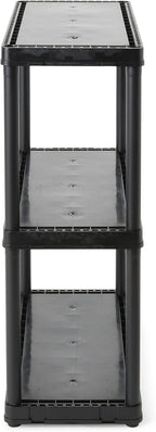 Gracious Living 3 Shelf Fixed Height Light Duty Storage Unit 12 x 24 x 33" Organizer System for Home, Garage, Basement, & Laundry, Black (2 Pack)