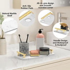 Guest Towel Holder Tray for Bathroom,Marble Slab with Handles -Napkin Holder for Kitchen - Bathroom Tray (Gold,Small)